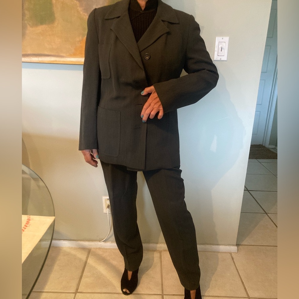 Gucci Bergdorf Goodman grey suit with pants and skirt